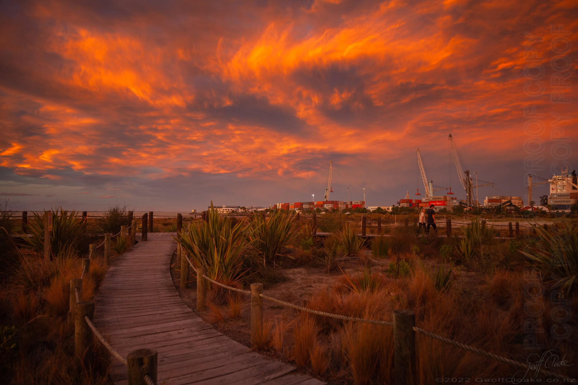 Caroline Bay Board Walk at sunset March 2012 Geoff Cloake
