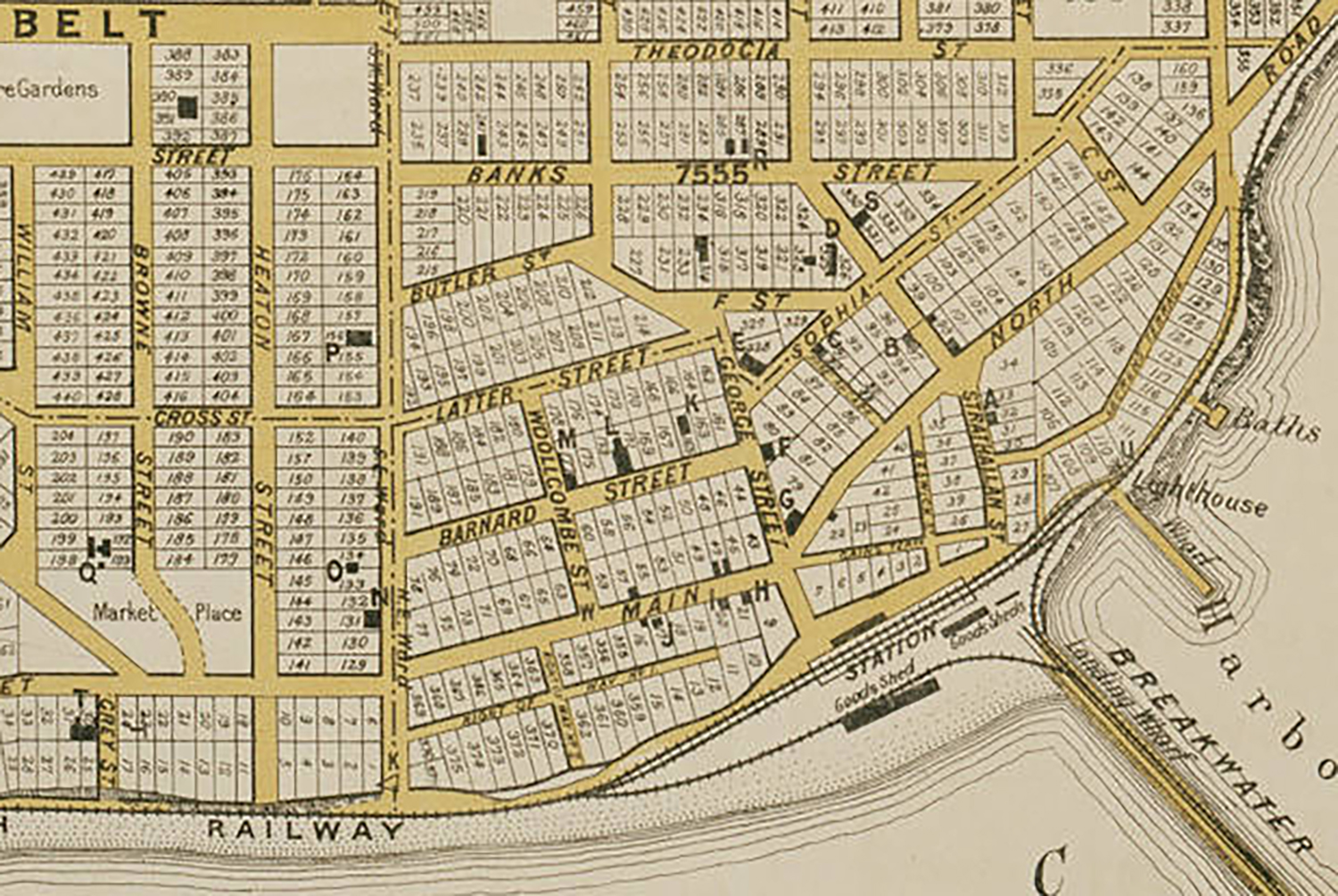 1875 6 Timaru Wises Directory Map 1657 full Auckland Librarues Heritage Collections Map 6537a open copyright