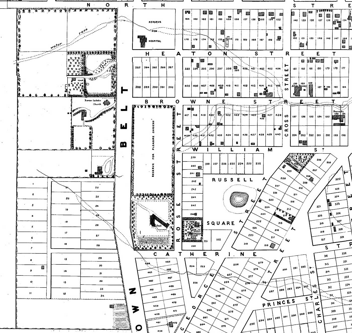 1875 Map 3000x96 Plan of Timaru Townships Canterbury Courtesy of the Timaru District Council BabingtonST