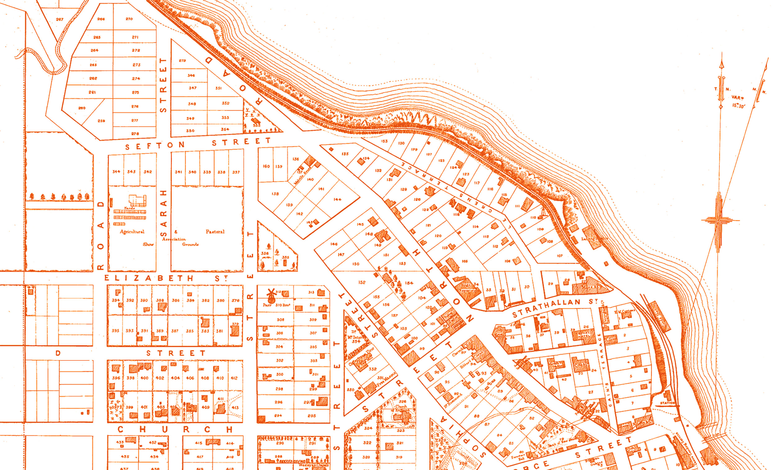 1875 Map Colour 3000x96 Section Strathallan Street Timaru