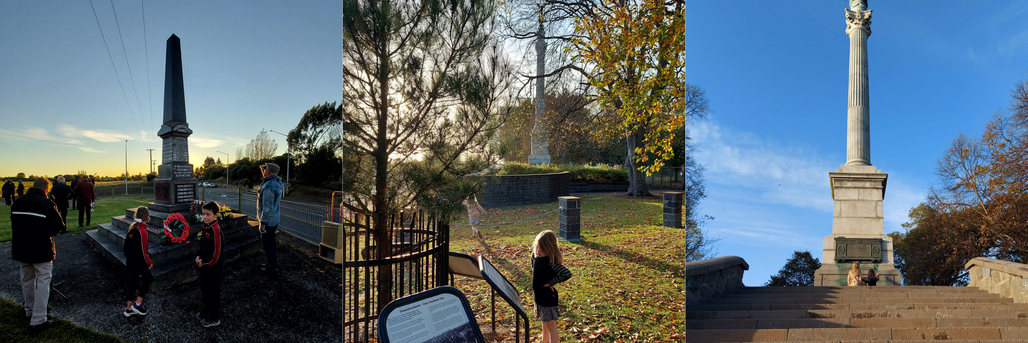 ANZAC Timaru War Monuments and Signage Timaru Botanic Gardens Roselyn Fauth Montage