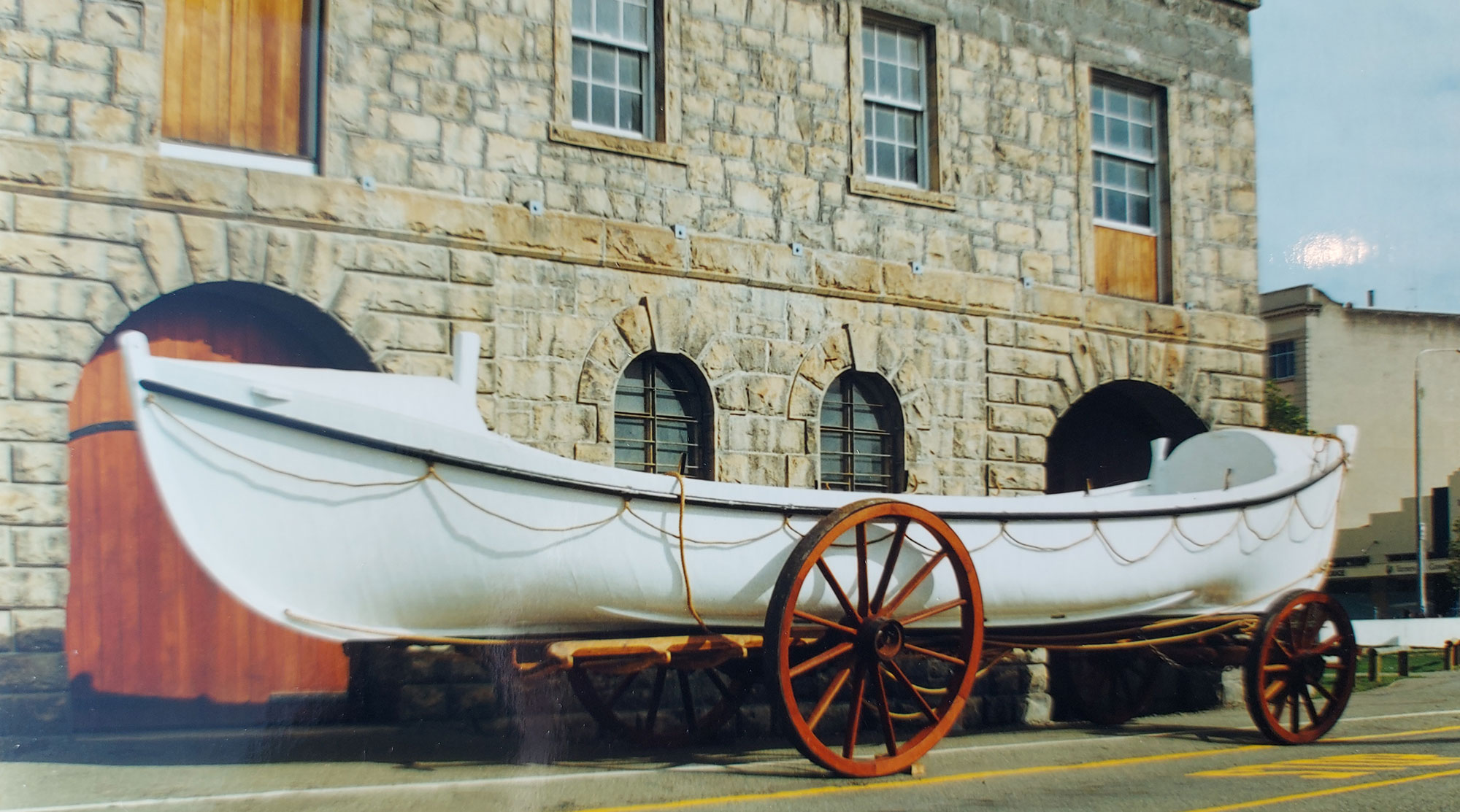 Alexandra LifeBoat Timaru OutsideLandingSerivcesBuilding GeorgeSt 1997 Credit Philip Brownie
