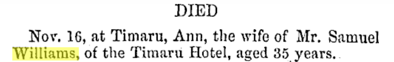 Ann Williams Papers Past Death Notice