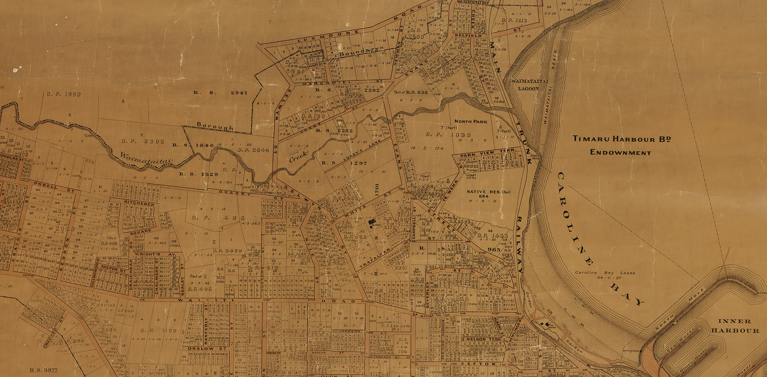Miscellaneous Plans Borough of Timaru South Canterbury 1911 TNBrodrick Chief Surveyor Canterbury R25538727 Section