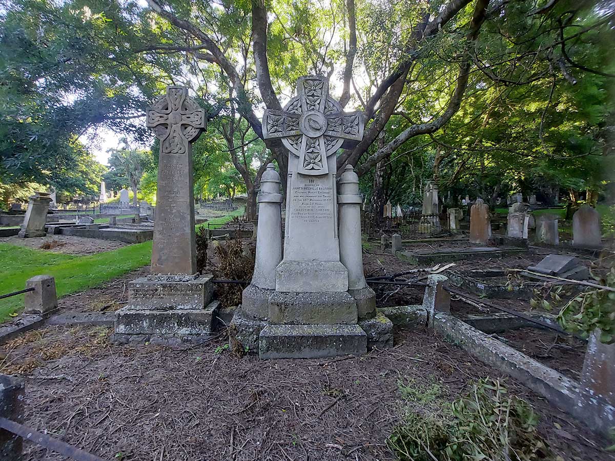 Balfours grave in Southern Dunedin Cemetery 20260118 R Fauth front on