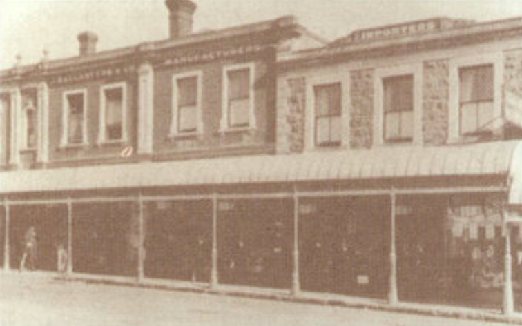 Ballantynes has had a long association with the Theatre Royal. from  1883 to 1913 the shop occupied a site almost next door, between the Theatre and Woollcombe Street. 