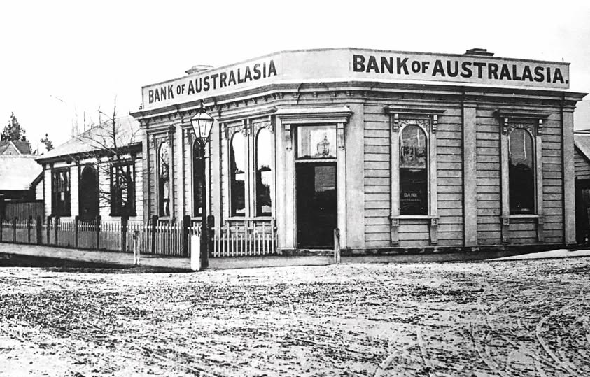 Bank of Australasia in Ashburton c 1880 Photo 1878 1910 by V T Hanson Ashburton History