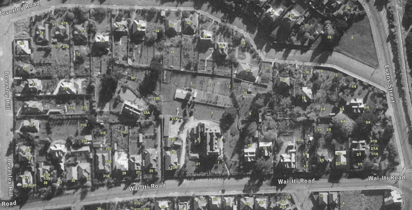 Beverley Estate and what was at one point George Knowles garden wai iti Rd in 1935 1939 Canterbury Maps