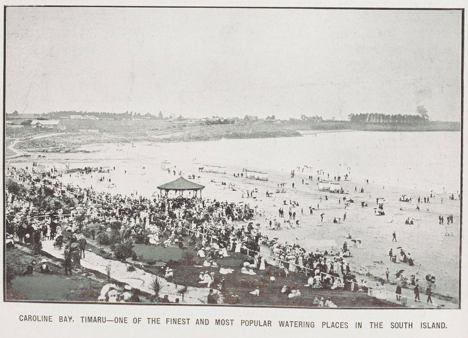 Caroline Bay Timaru - one of the finest and most popular watering places in the South Island