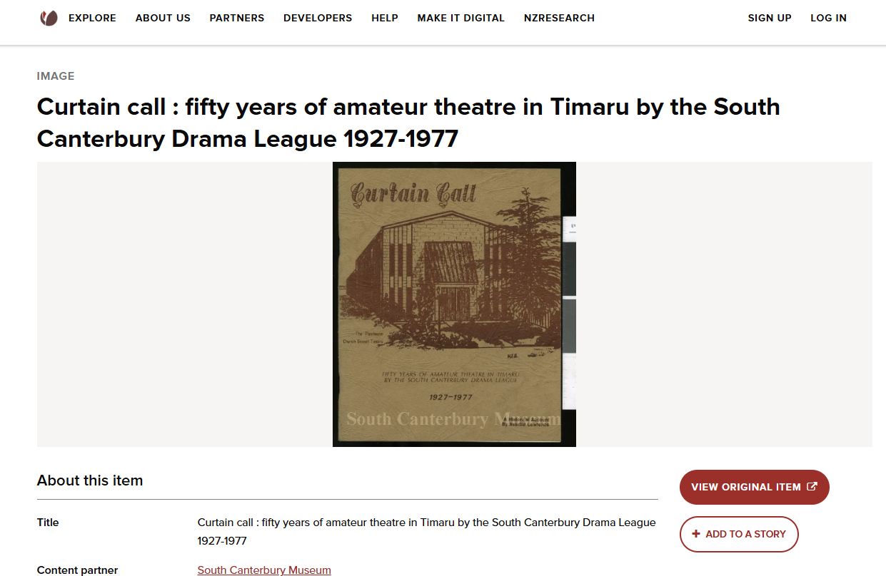 Curtain call fifty years of amateur theatre in Timaru by the South Canterbury Drama League 1927 1977