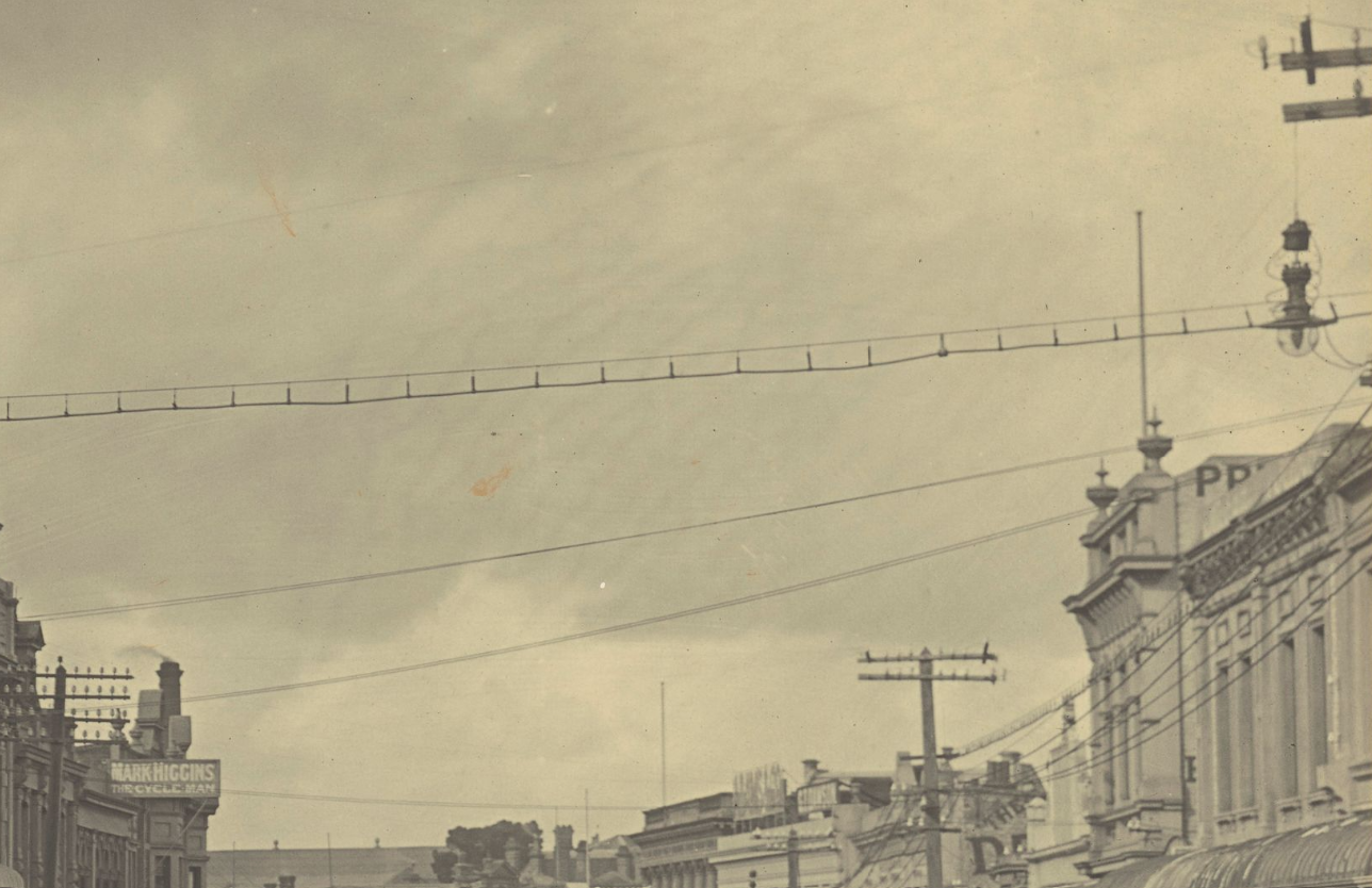 Detail of Stafford Street Timaru circa 1910 Timaru by William Ferrier Te Papa O 051436