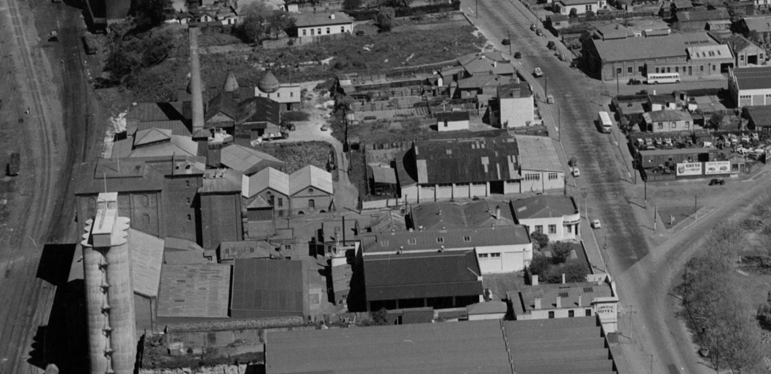 Drill Hall Mill Street Bruce Flour Milll Oct 1956 crop from whites aviation survey photo