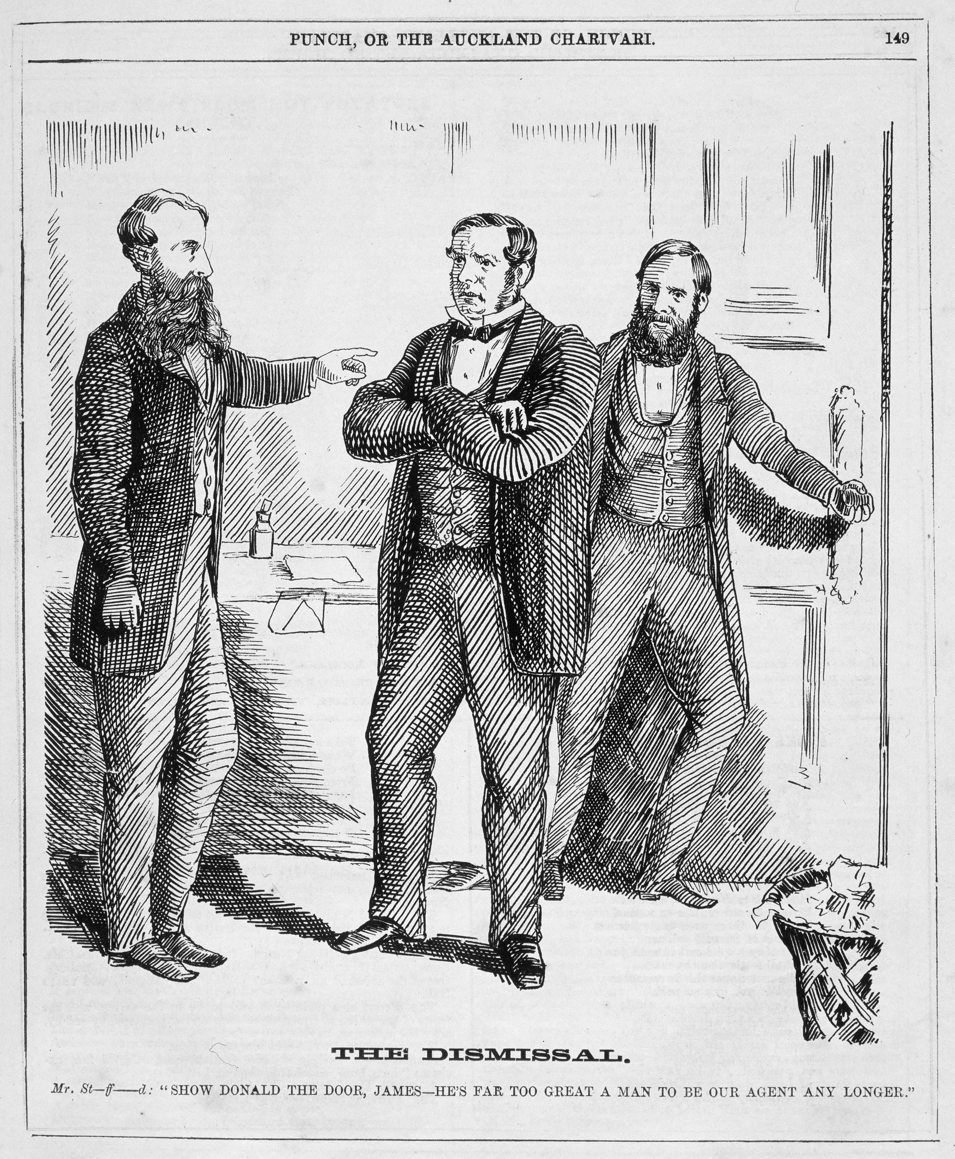Edward Stafford cartoon the dismissal By Cartoonist unidentified natlib