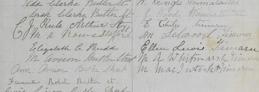 Elizabeth C Budd Suffrage Petition signature 1983