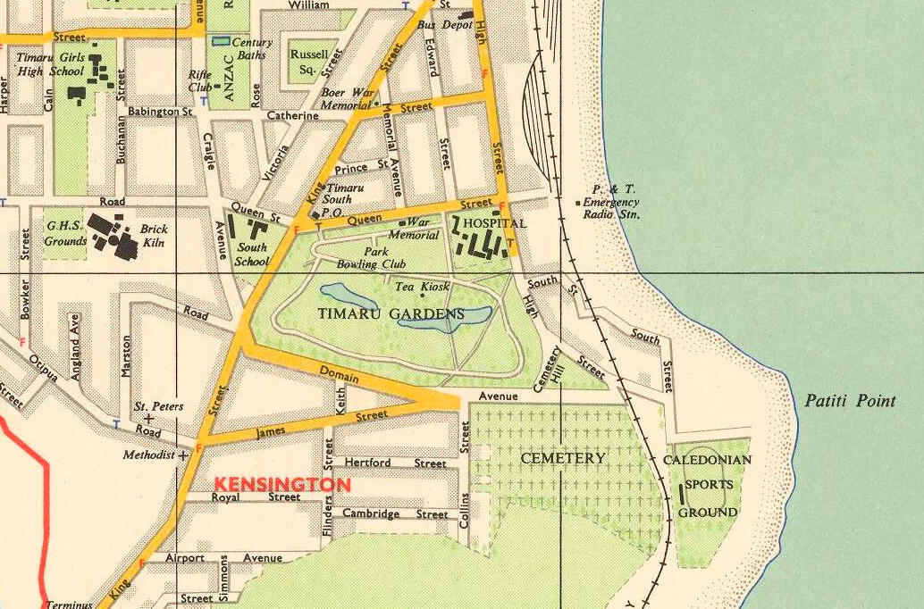 Cemetery 1953 Map of Timaru Electronic reproduction of Land Information New Zealand original University of Auckland 2013