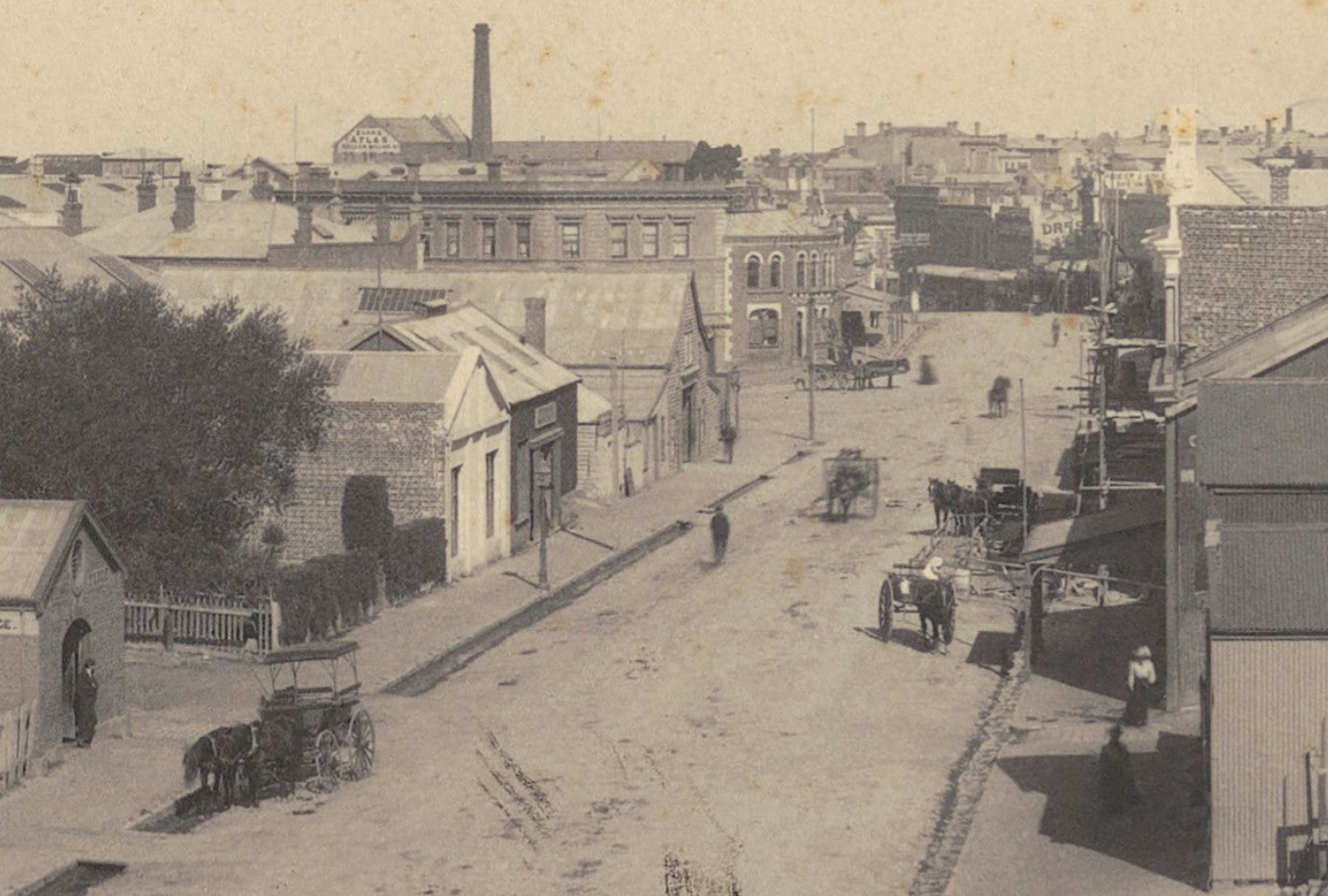 Stafford and Chuch Street Corner 1902 Timaru by Melvin Vaniman Purchased 2024 Te Papa O051719