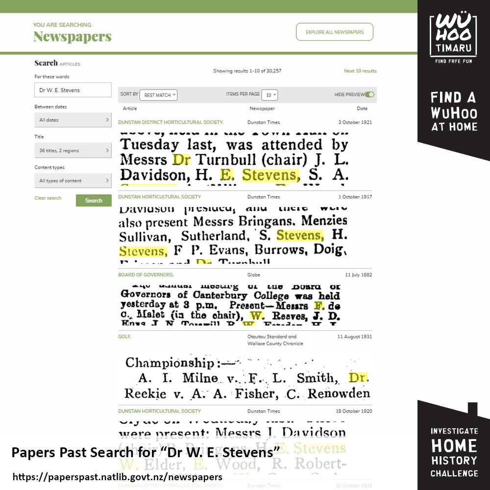 WuHoo InvestigateYourHomeChallenge NigelGilkison 060 PapersPastDrWEStevens