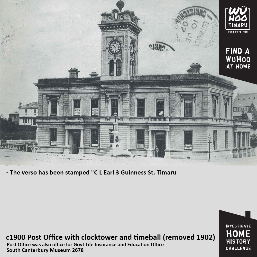 WuHoo HomeHistory Linwood House 0670 Rhodes_Timaru_Post_Office_with_clocktower_and_timeball Burnetts_House