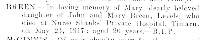 IN MEMORIAM Mary Breen 1918