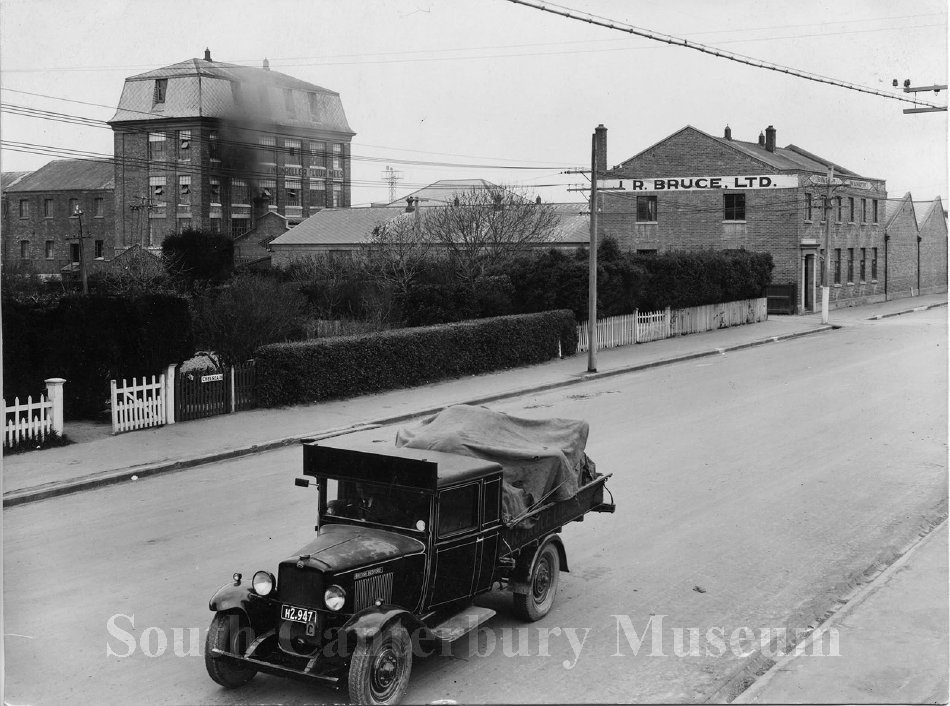 JR Bruces Biscuit Factory and truck High St Timaru South Canterbury Museum 1376