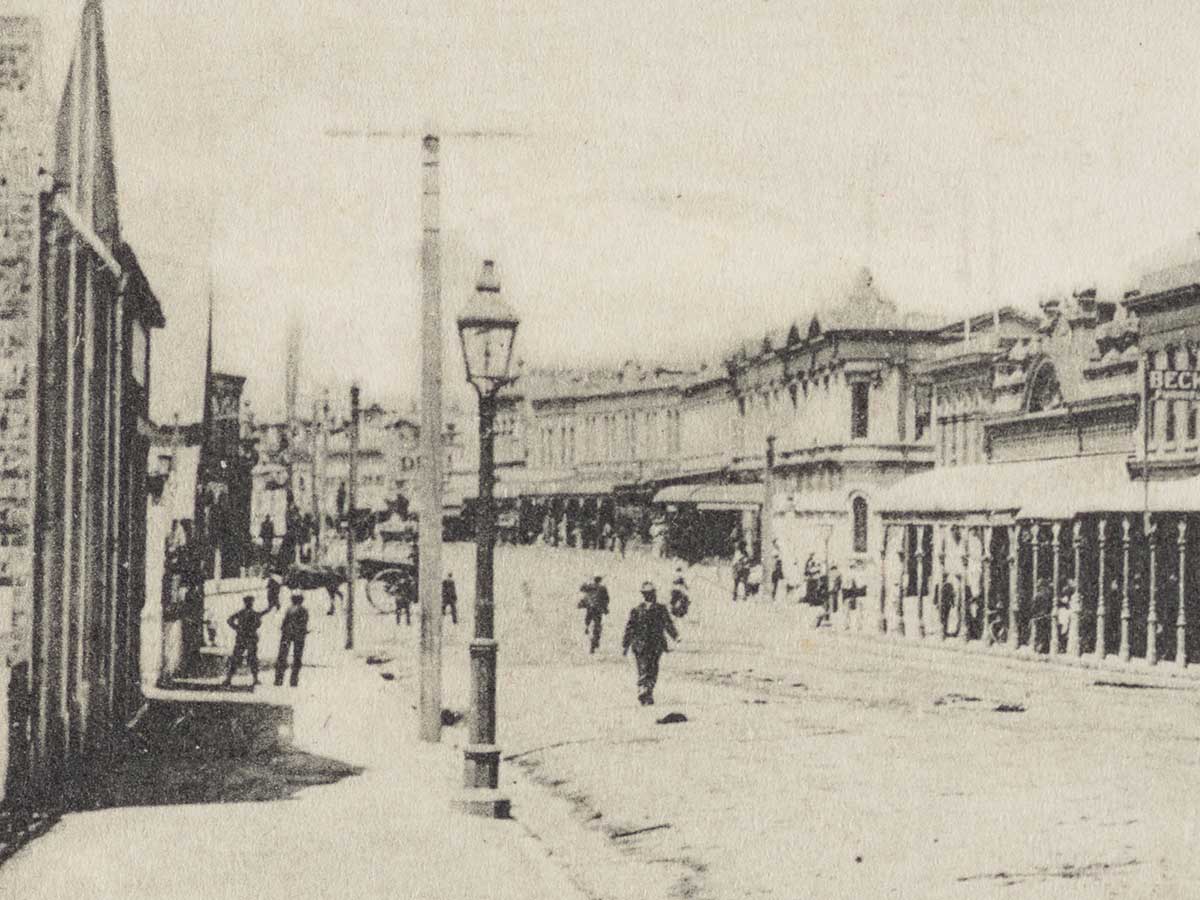 MA I416042 TePapa Stafford Street North detail showing lamp post