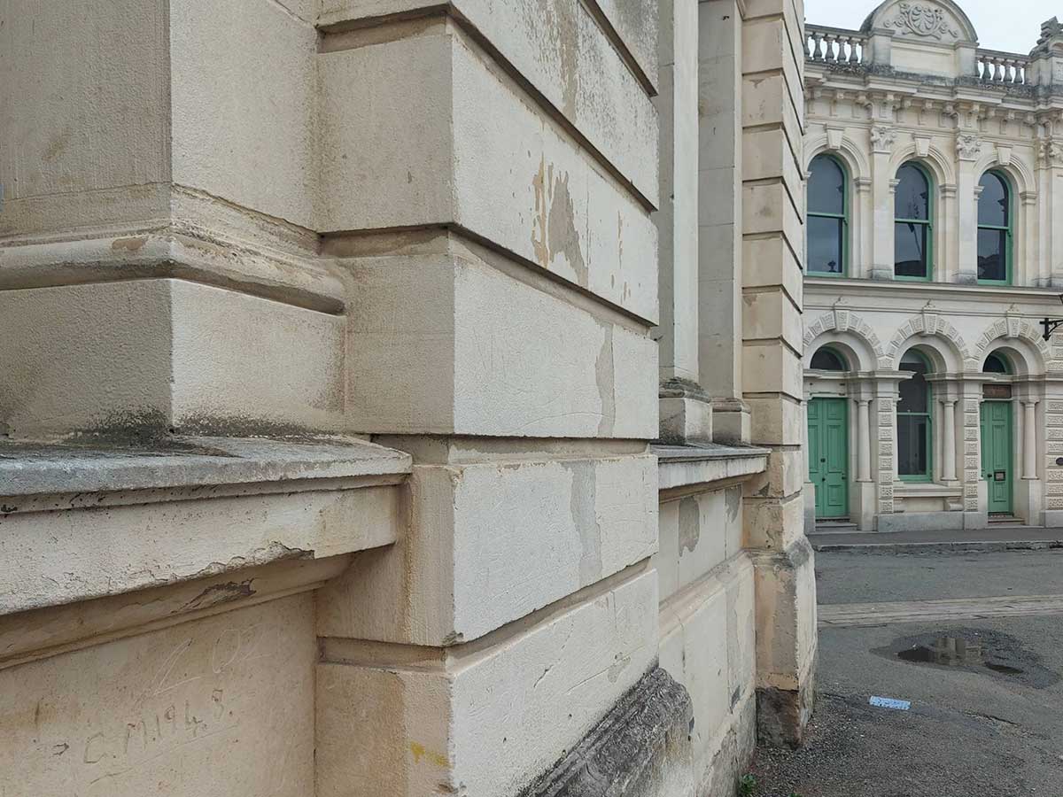 Oamaru Victorian Precinct graffiti whitestone city heritage buildings Jan 2026 Photos Roselyn Fauth