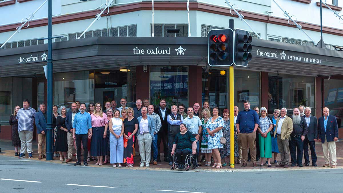 Guests outside the Oxford Building celebrate its 100th birthday - Photo Geoff Cloake