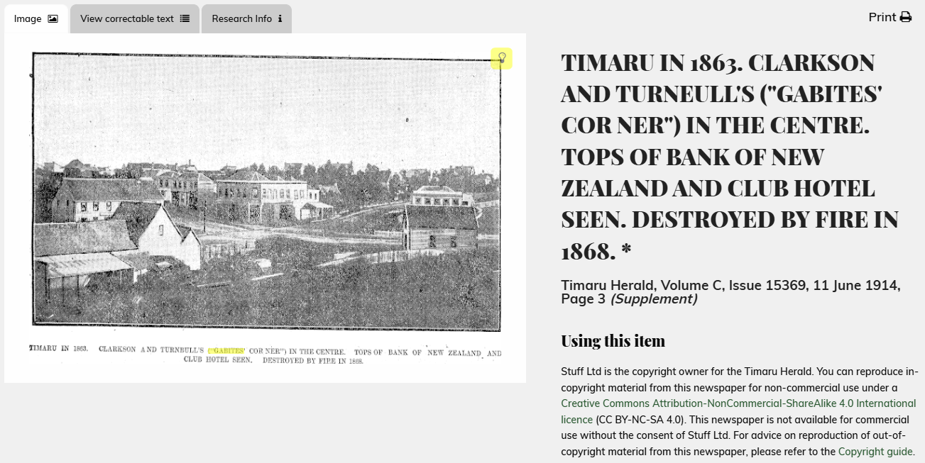 TIMARU IN 1863 CLARKSON AND TURNEULLS GABITES CORNER