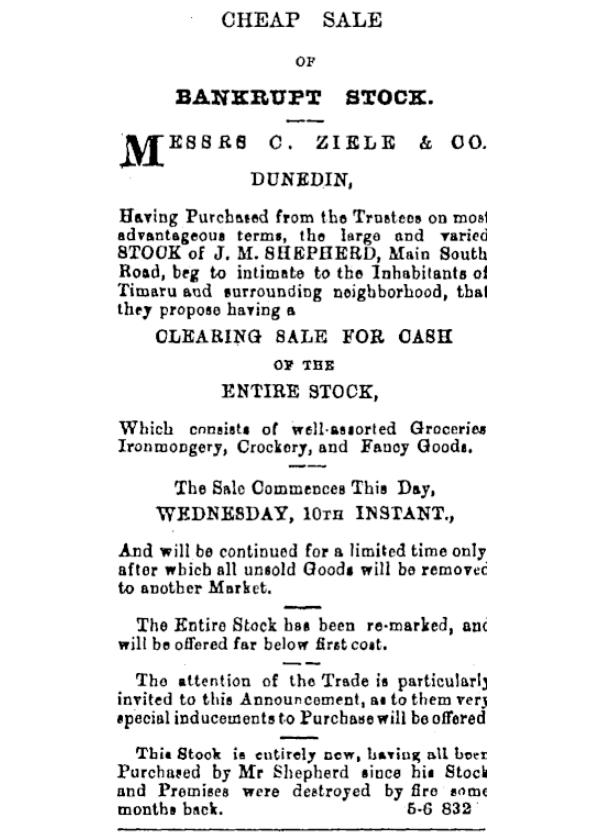 Page 1 Advertisements Column 6 Timaru Herald 10 May 1882 Page 1