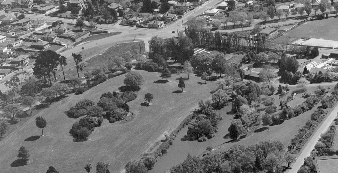 Prisoner Pines at Timaru Botanic Gardens Oct 1956 Whites Aviation Collection Alexander Turnbull Library PA Group 00080