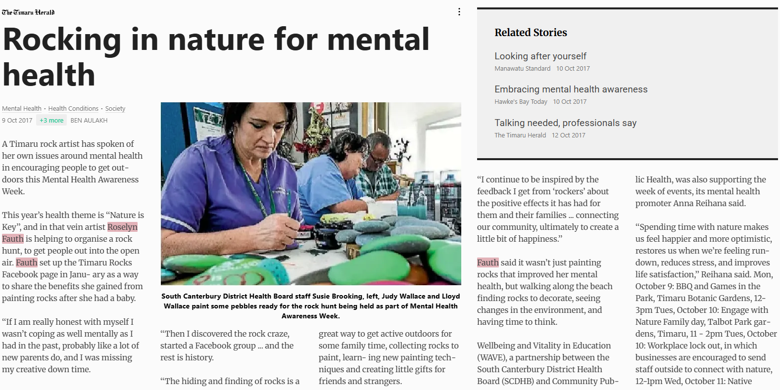 Rocking in nature for mental health