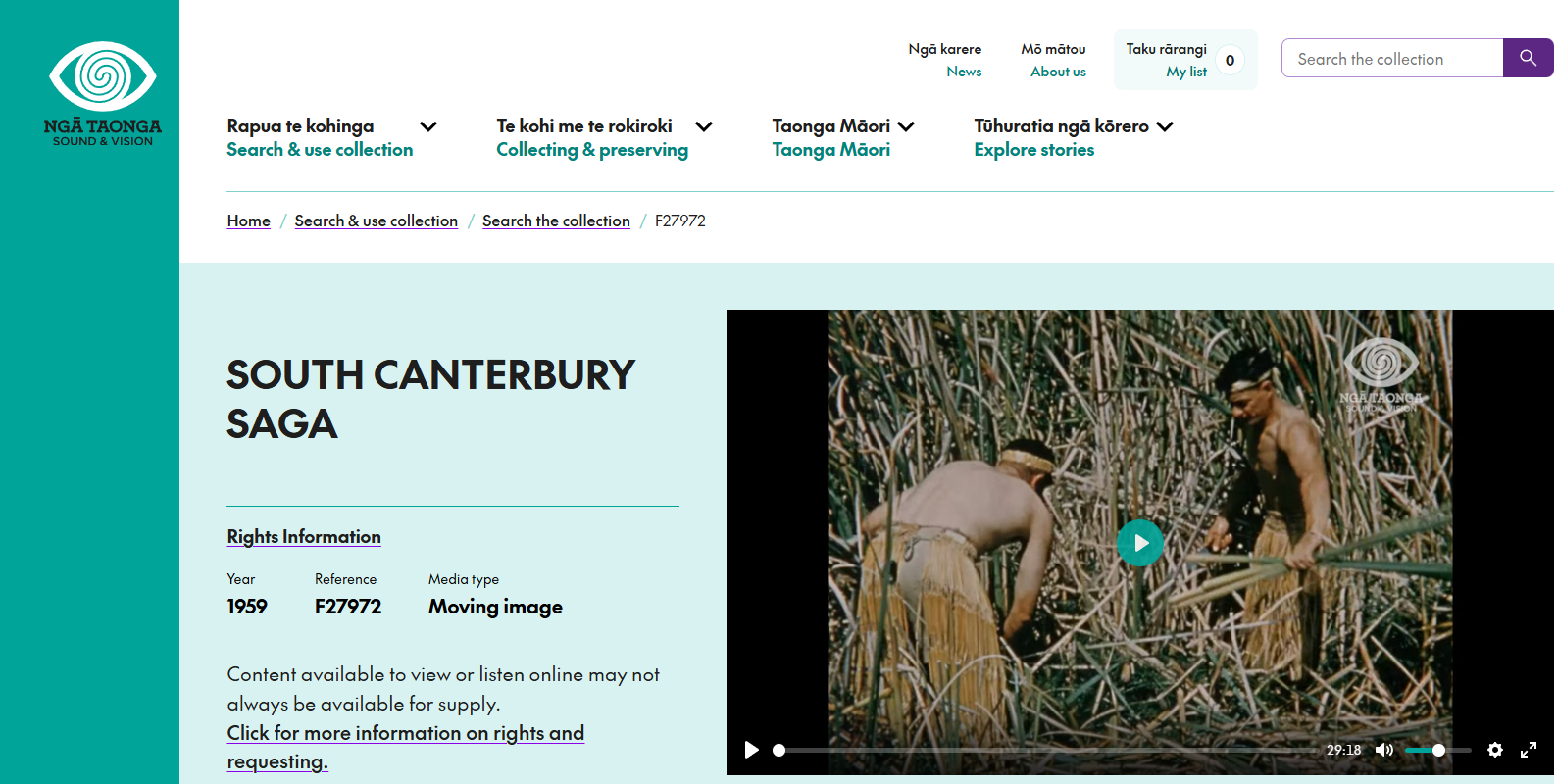 SOUTH CANTERBURY SAGA 1959 Sound and vision