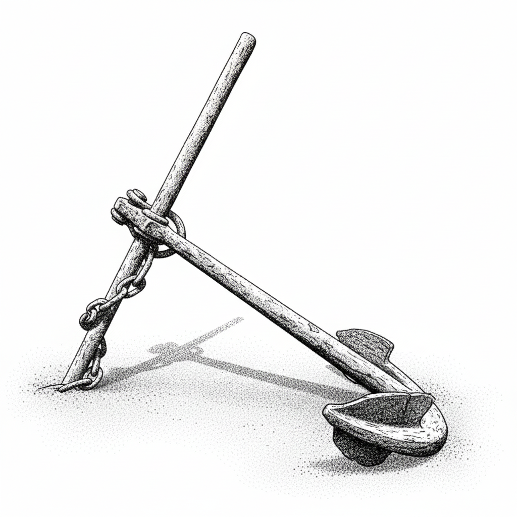 Ships at sea could loose their anchor and drift into danger. This is a very old anchor at the Caroline Bay Playground