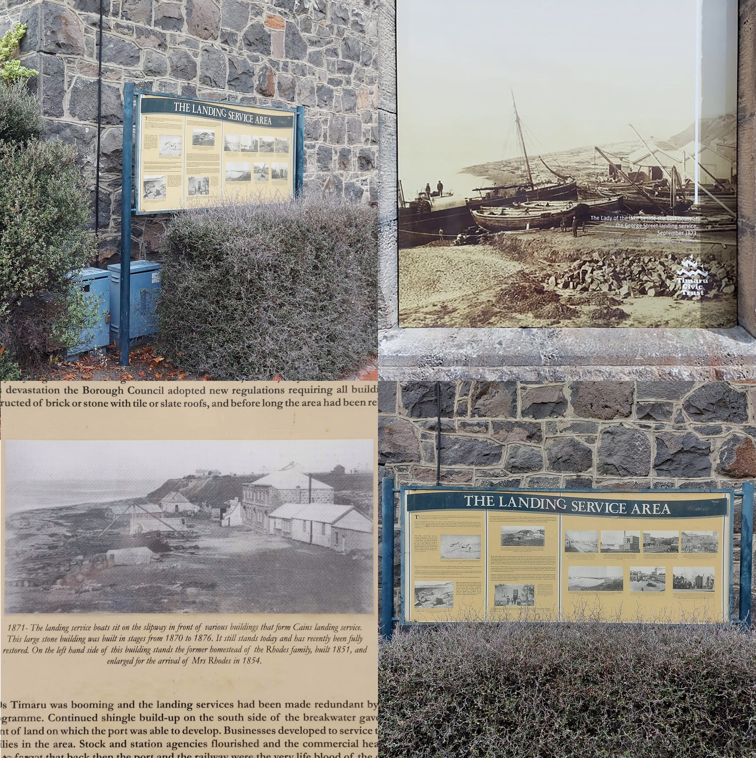 Signs at the Timaru Landing Service Building