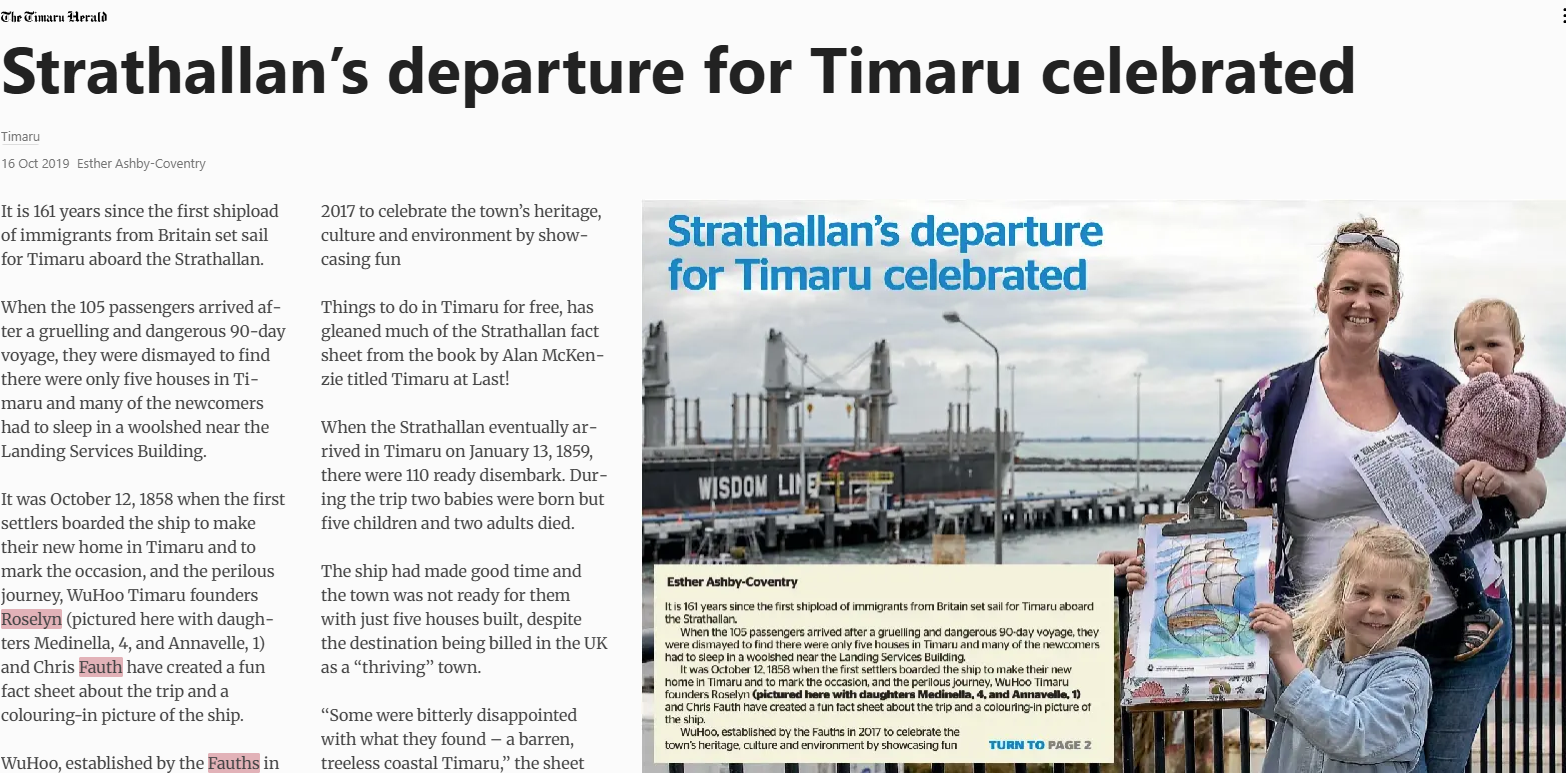 Strathallans Departure for Timaru Celebrated