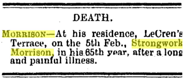 Strongwork morrison death