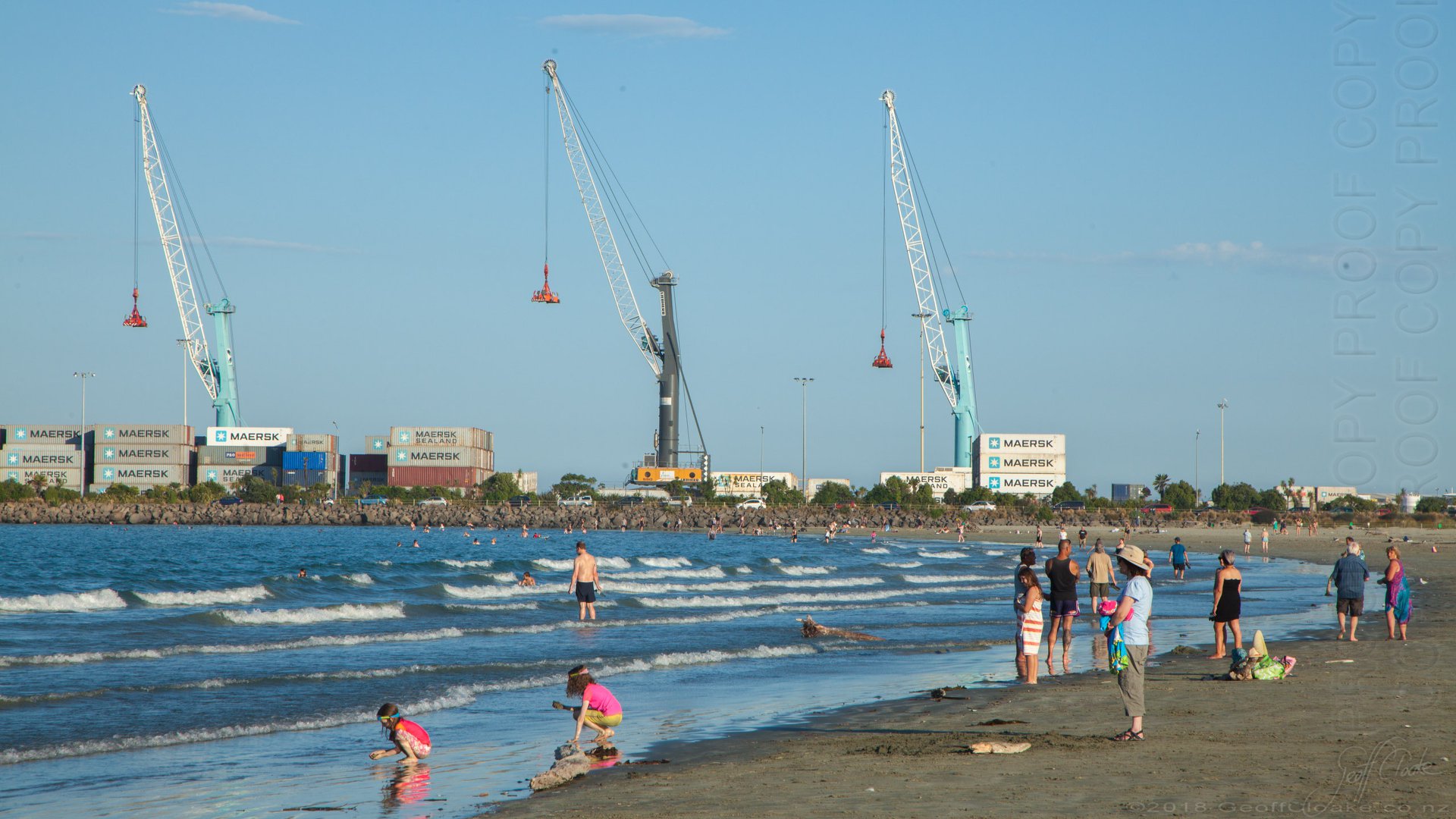 Swimming and paddling at Caroline Bay Geoff Cloake 2018