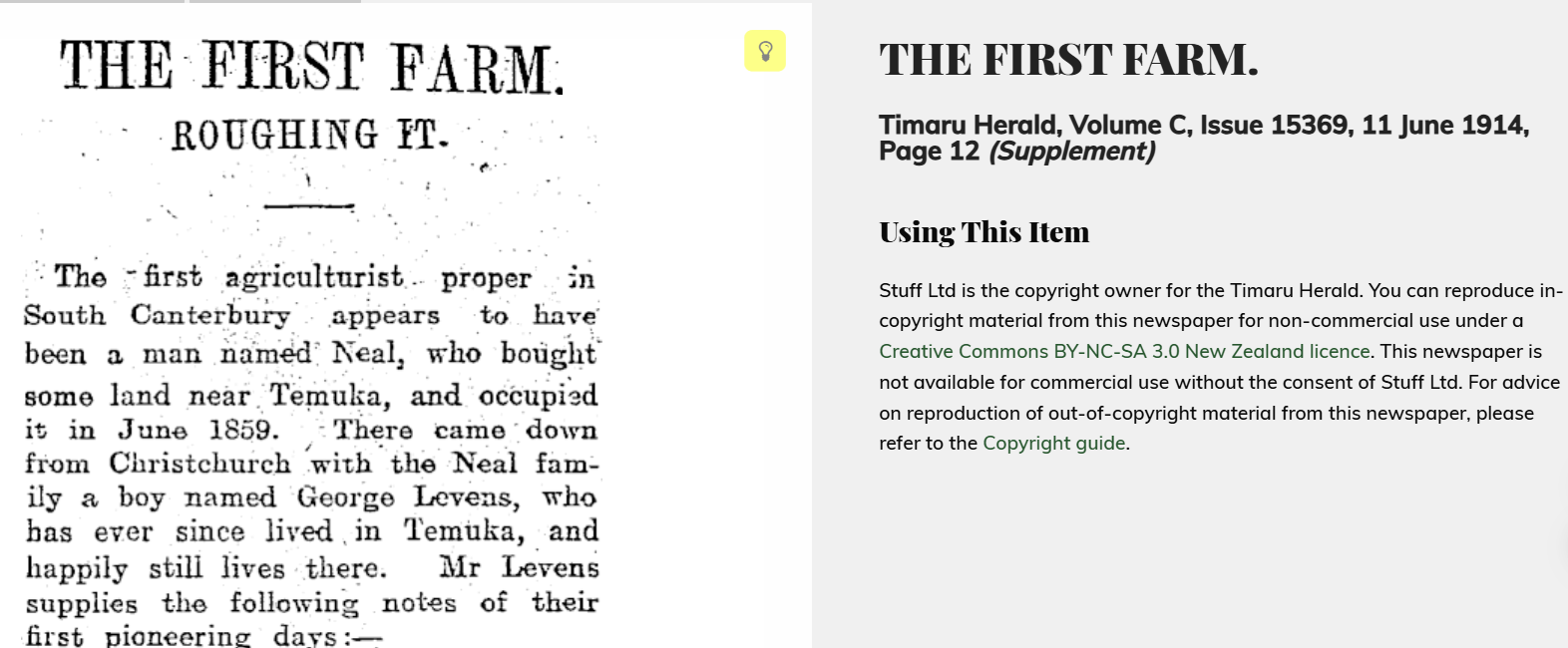THE FIRST FARM Timaru Herald June 1914 P12 Supplement