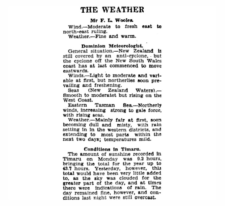THE WEATHER Timaru Herald 10 January 1934 Page 6
