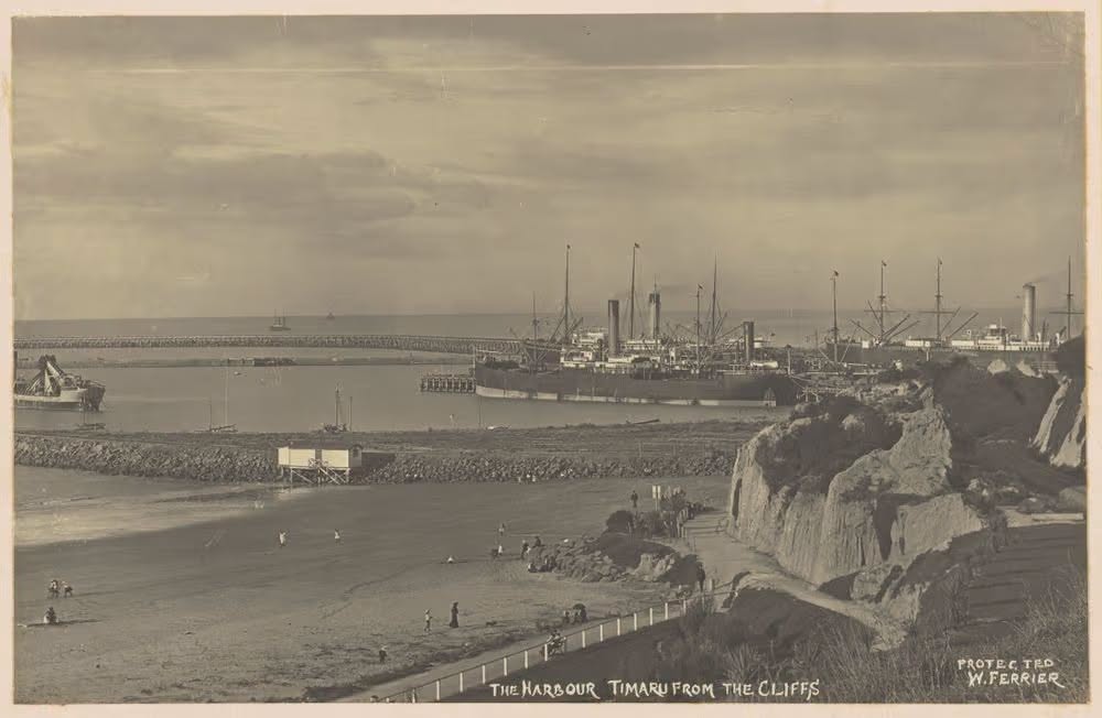 The Harbour from the Cliffs Timaru c 1909 Timaru by William Ferrier Te Papa O 051452
