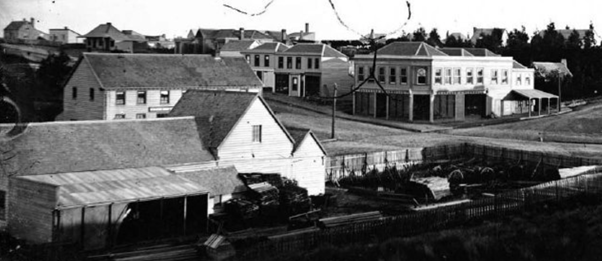 The intersection of Stafford and George Streets Timaru Clarkson and Turnbulls store over the road on the right