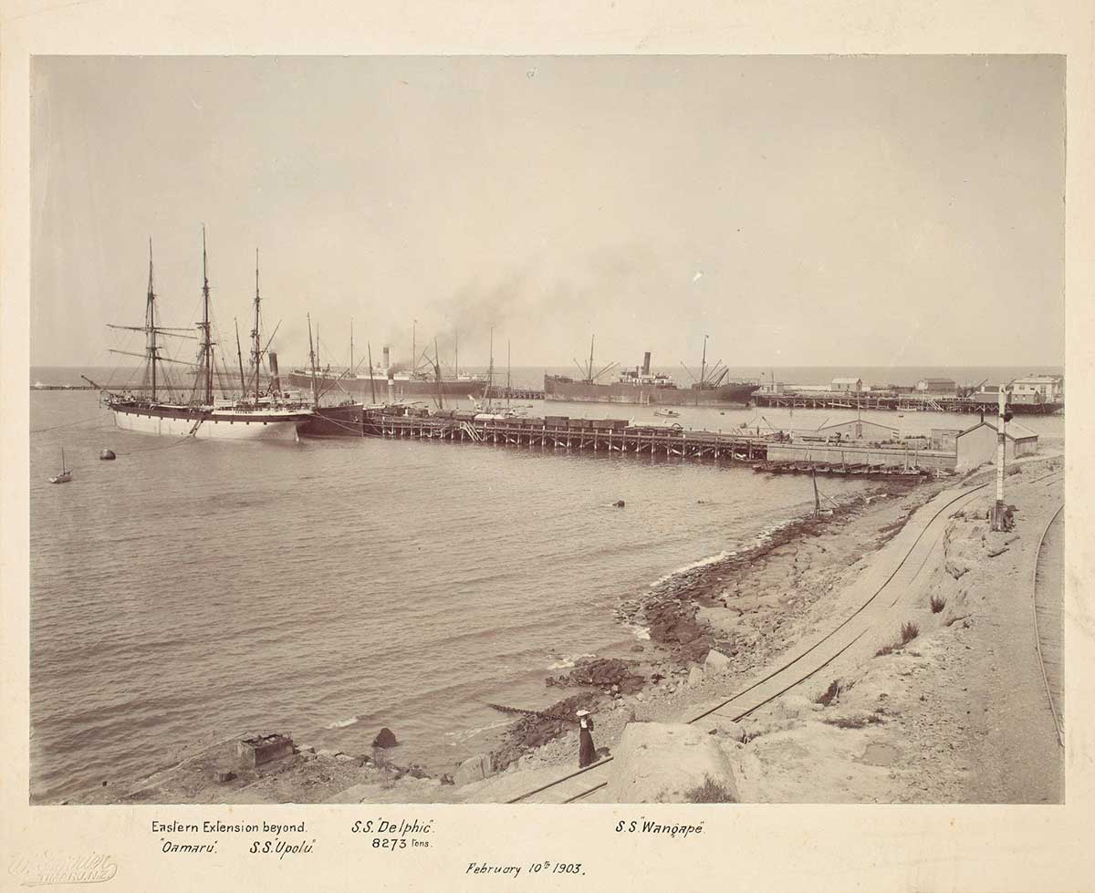 Timaru Harbour 1903 William Ferrier Auckland Libraries Heritage Collections 589 0086 full