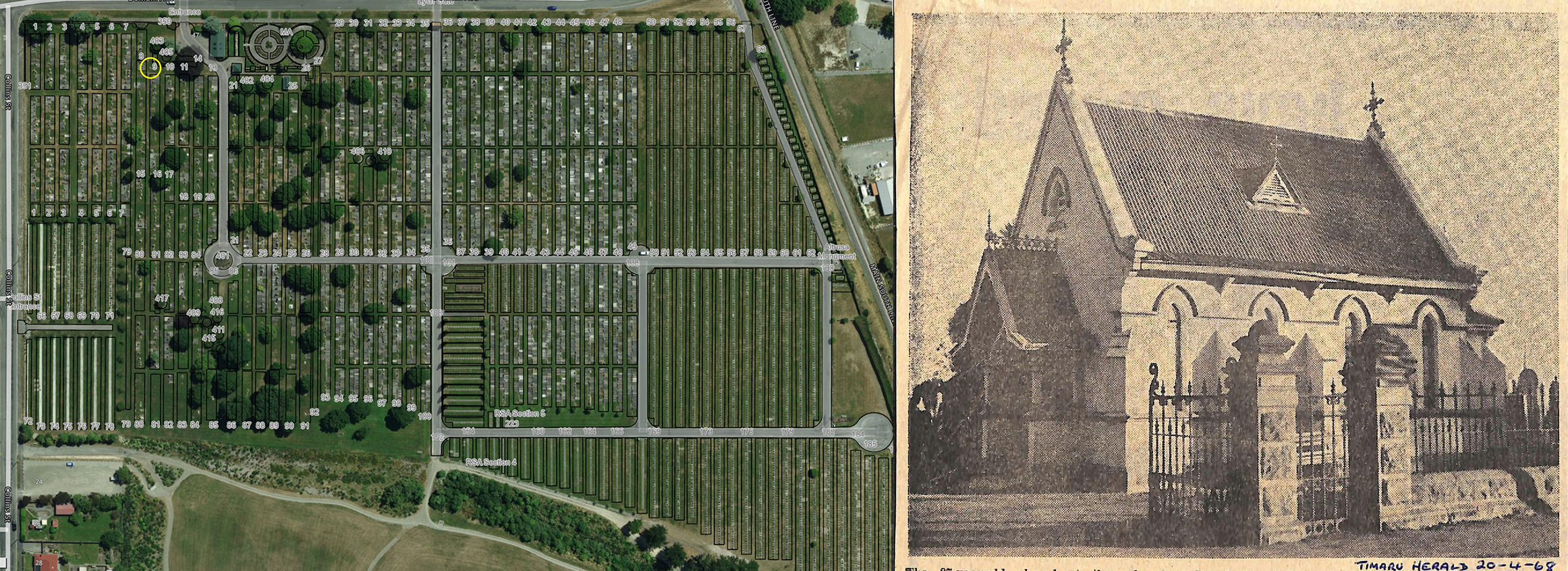 Timaru Cemetery Chapel Newspaper Cutting