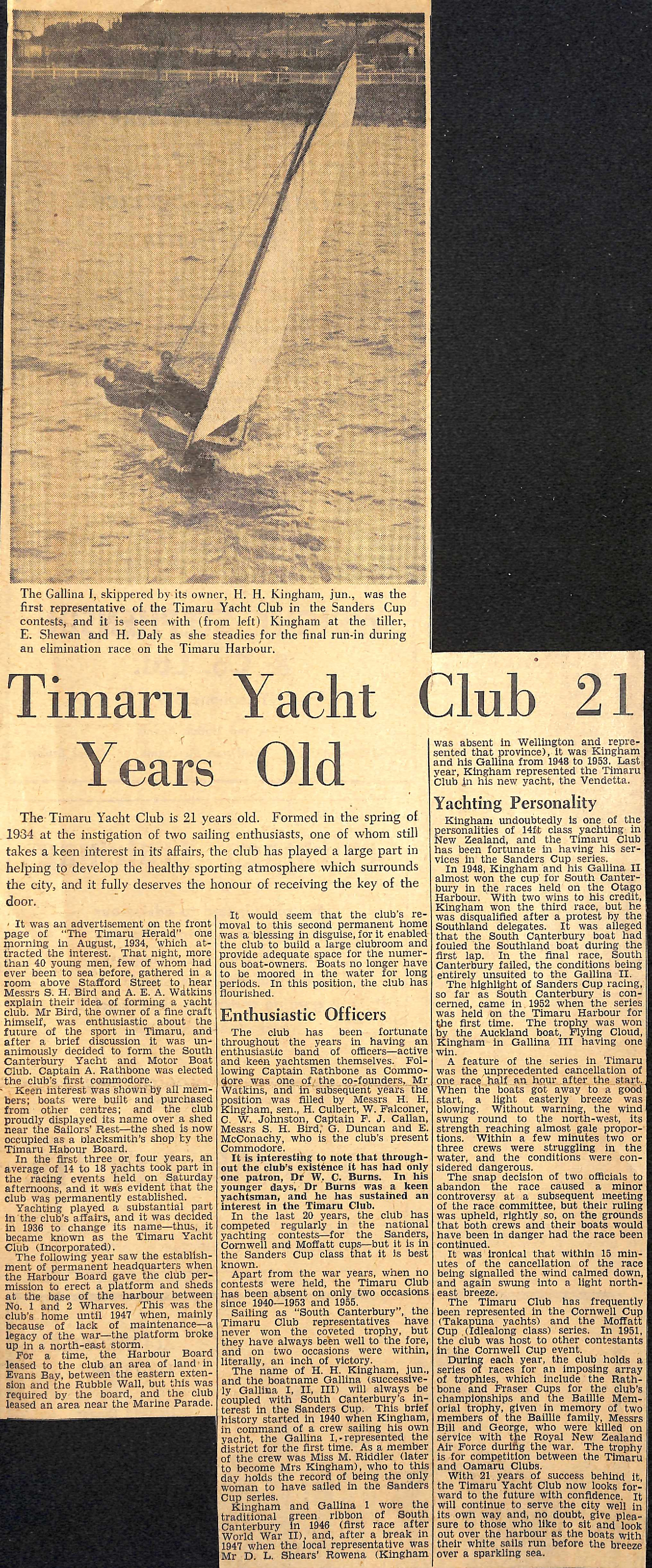 Timaru Yacht Club 21 Years Old 25 Jun 1955