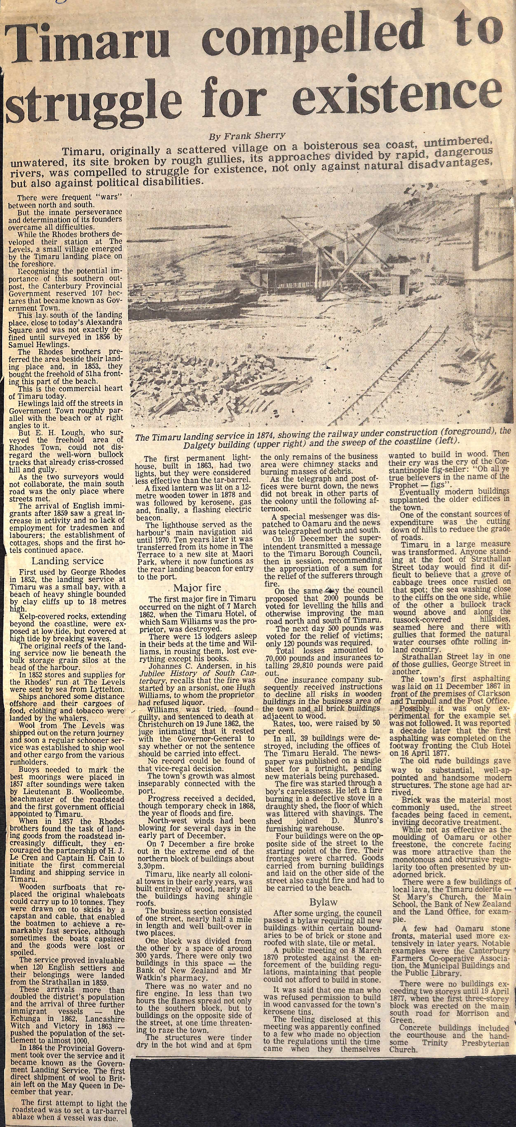 Timaru compelled to struggle for exsistence 06 Aug 1985