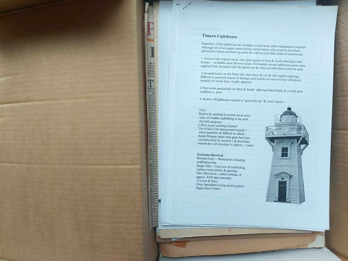 Historic Places Trust file box on the Blackett Lighthouse