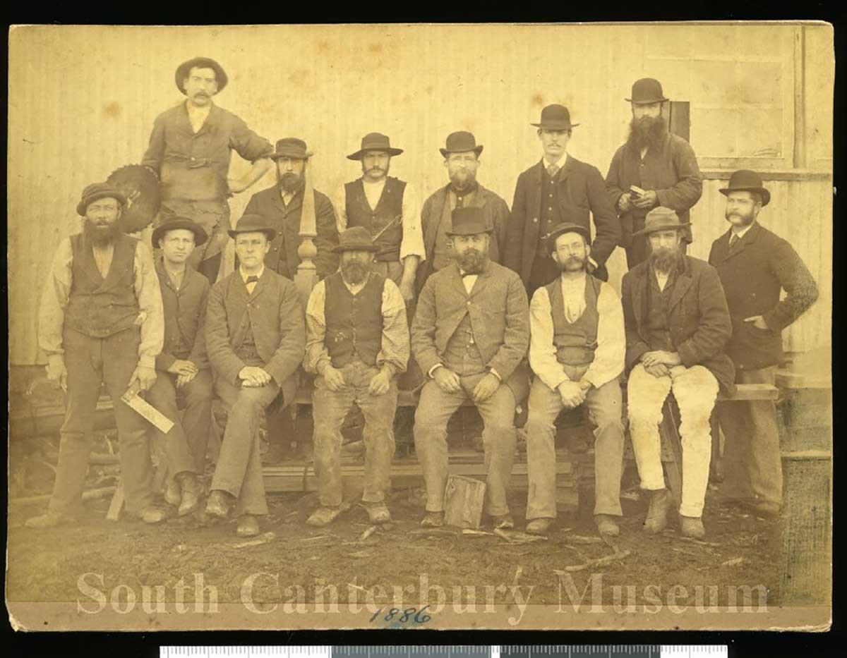 Two rows of employees of John Jackson and Co Ltds timber mill 1886 2624
