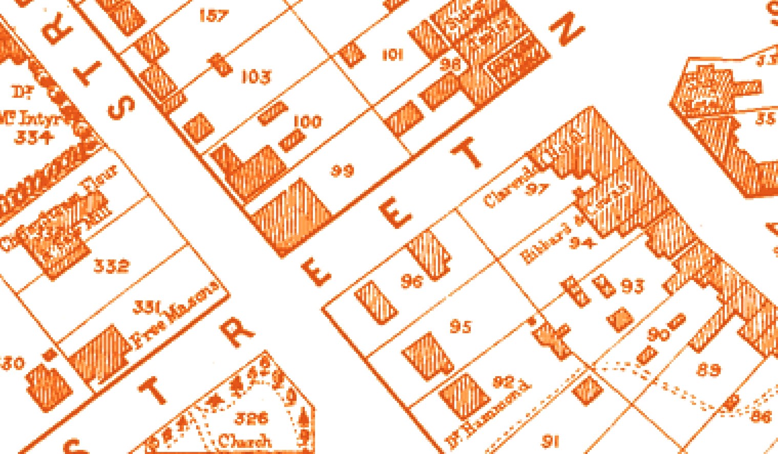 Map 1875 church Corner