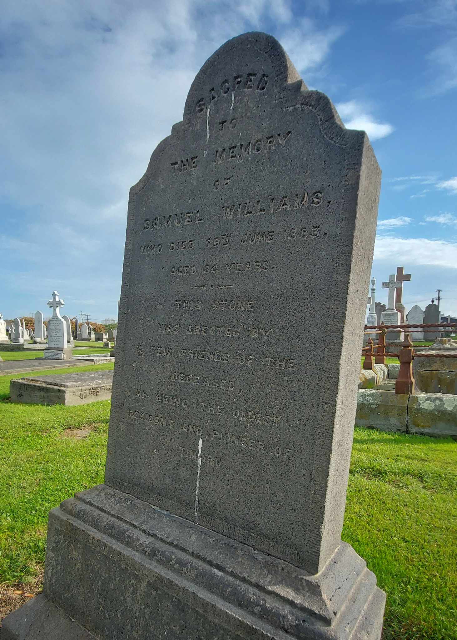 Samuel Williams Yankie Sam grave Timaru Cemetery Roselyn Fauth