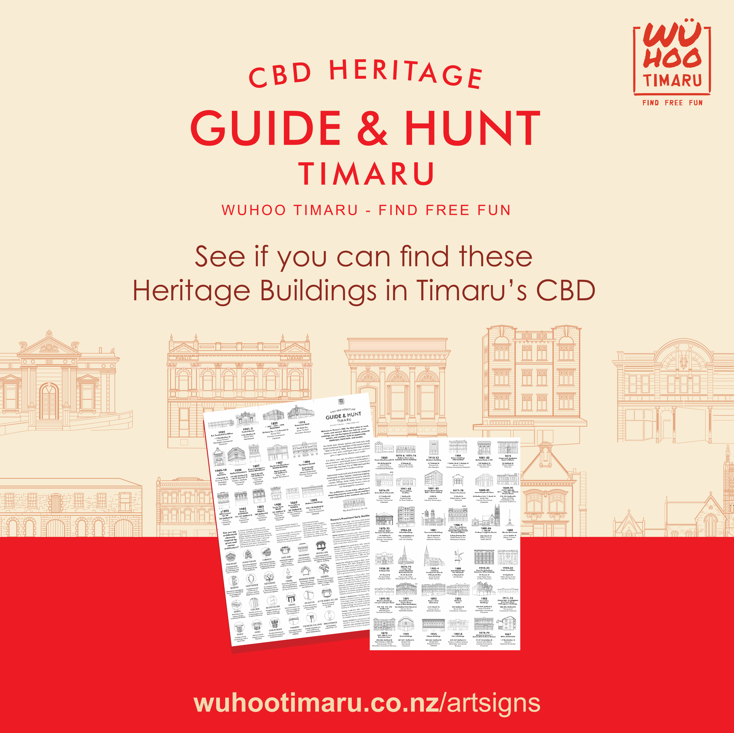 WuHoo CBD Timaru CBD Heritage Guide and Hunt 250409 tile